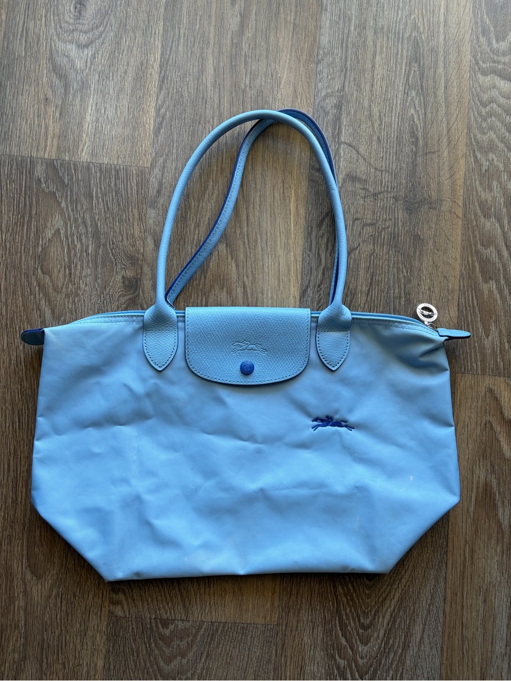 Longchamp le pliage baby blue nylon tote bag preppy coastal clean girl